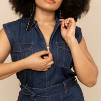 Sleeveless Denim Jumpsuit