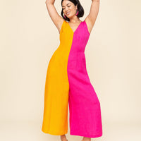 Color Block Linen Jumpsuit