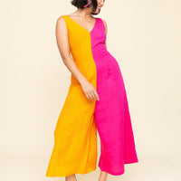 Color Block Linen Jumpsuit