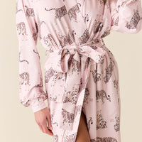 Della Cloud Jersey Banded Midi Robe in Tiger Lily
