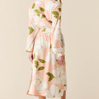 Della Cloud Jersey Banded Midi Robe in Magnolia