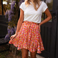 Orange Floral Henley Skirt