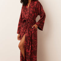 Kaia Cloud Jersey Kimono Robe in Botanical