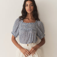 FRANCES TOP -- CORNFLOWER HILLSIDE BLOOM