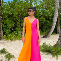Color Block Linen Jumpsuit