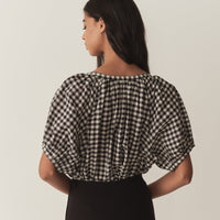 JUNE TOP -- NOIR GRETA GINGHAM