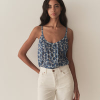 NALINA TOP -- BLEU SOLEIL FLEURIT
