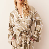 Kaia Cloud Jersey Kimono Robe in Fern