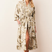 Vera Cloud Jersey Midi Robe in Fern