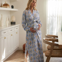 Skyler Cloud Jersey Banded Long Robe in Villeroy