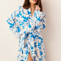 Meadow Cloud Jersey Classic Short Robe in Serene