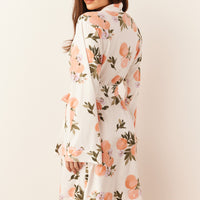Meadow Cloud Jersey Classic Short Robe in Peaches & Cream