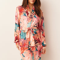 Quinn Cloud Jersey Banded Short Robe in Rio