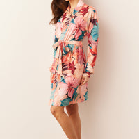 Quinn Cloud Jersey Banded Short Robe in Rio