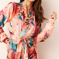 Quinn Cloud Jersey Banded Short Robe in Rio