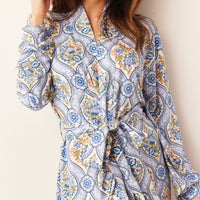 Skyler Cloud Jersey Banded Long Robe in Villeroy