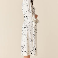 Vera Cloud Jersey Midi Robe in White Stars